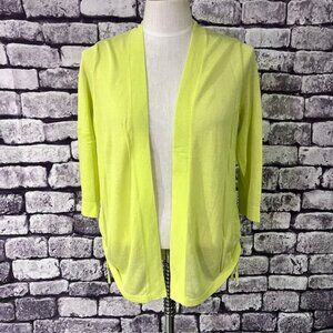 Chico's Yellow/Green Lightweight No Close Cardigan Sweater Size L